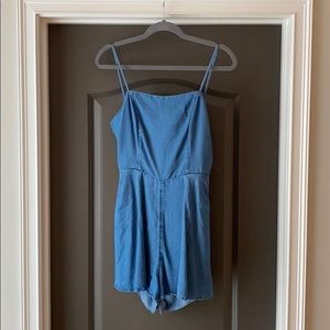 Denim Open Back Romper